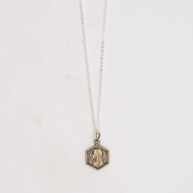 Vintage Saint Medal Mary Lourdes v22