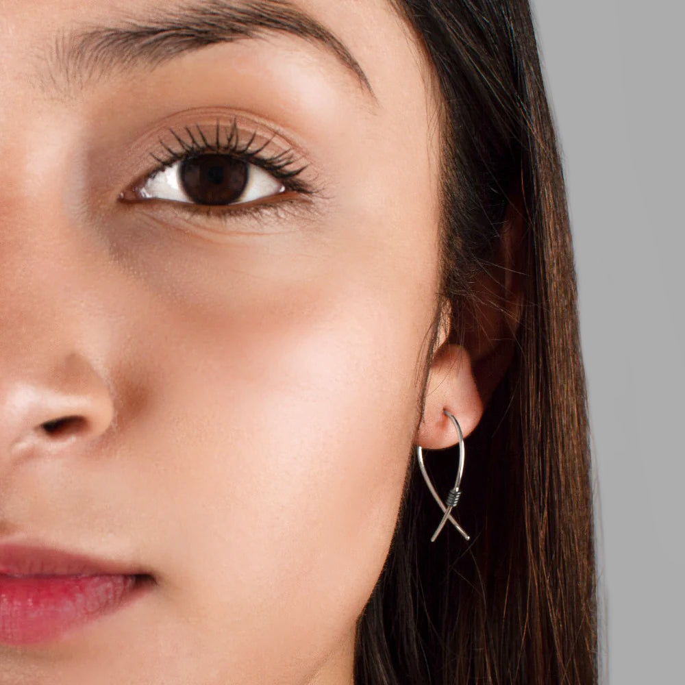 Do The Twist Earrings in Silver & Antiqued Sterling - Small