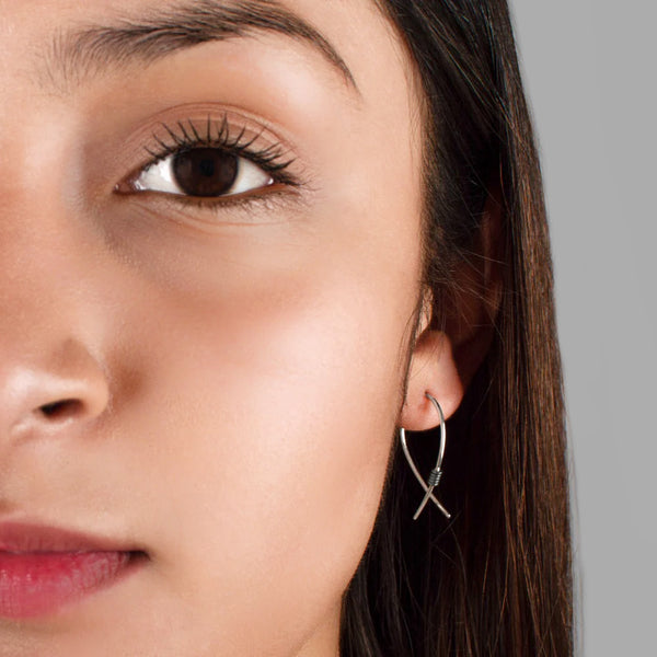 Do The Twist Earrings in Silver & Antiqued Sterling - Small