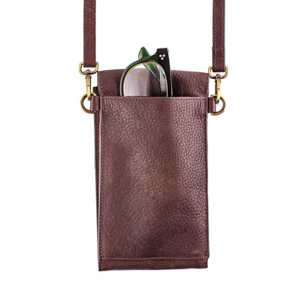 On the Move Leather Phone Bag in Bordeaux Red | Available to Ship September 10, 2025