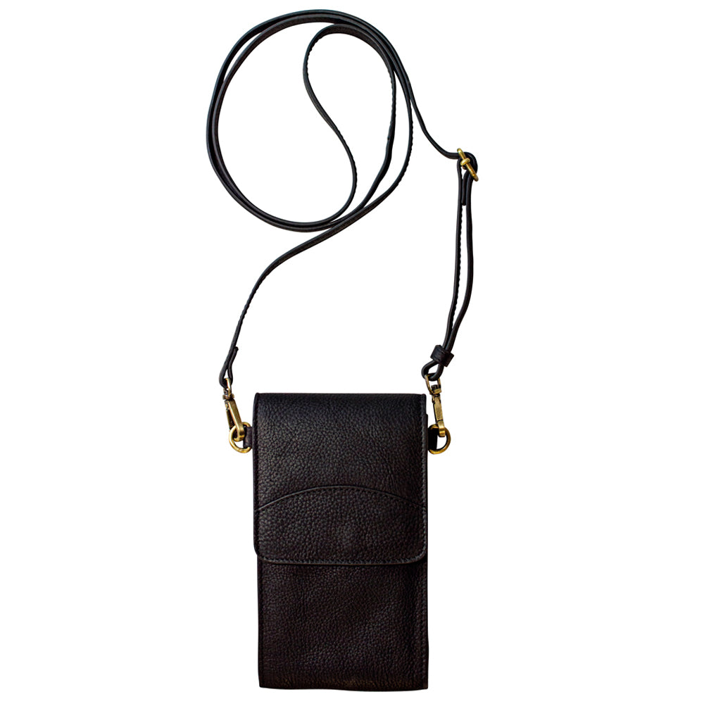 On the Move Leather Phone Bag in Black | Available to Ship September 10, 2025
