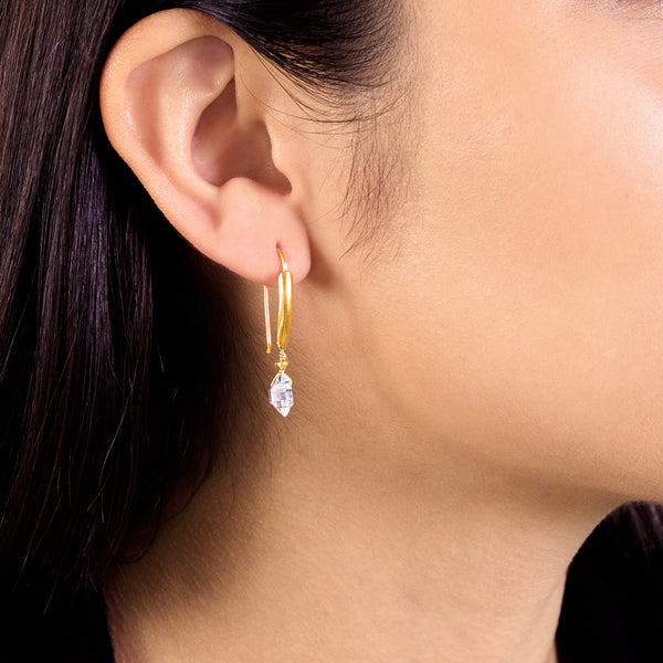 Topside Herkimer Hook Earrings in Gold