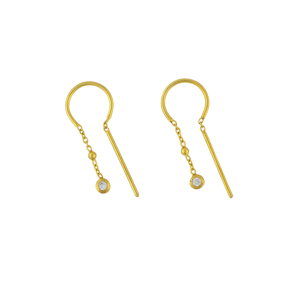 Stardust Dancer Threaders in Clear Quartz & Gold - Bottom Stone