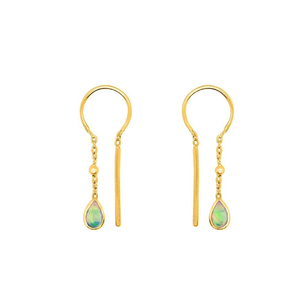 Bezeled Stone Dancer Threaders in Opal & Gold - Bottom Stone