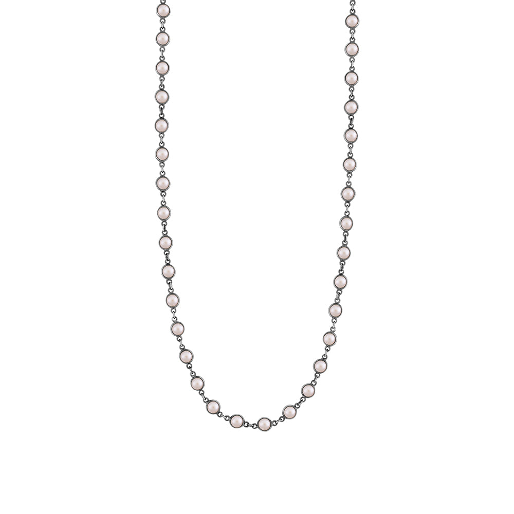 Linked Many Moons Necklace in Pearl & Antiqued Silver