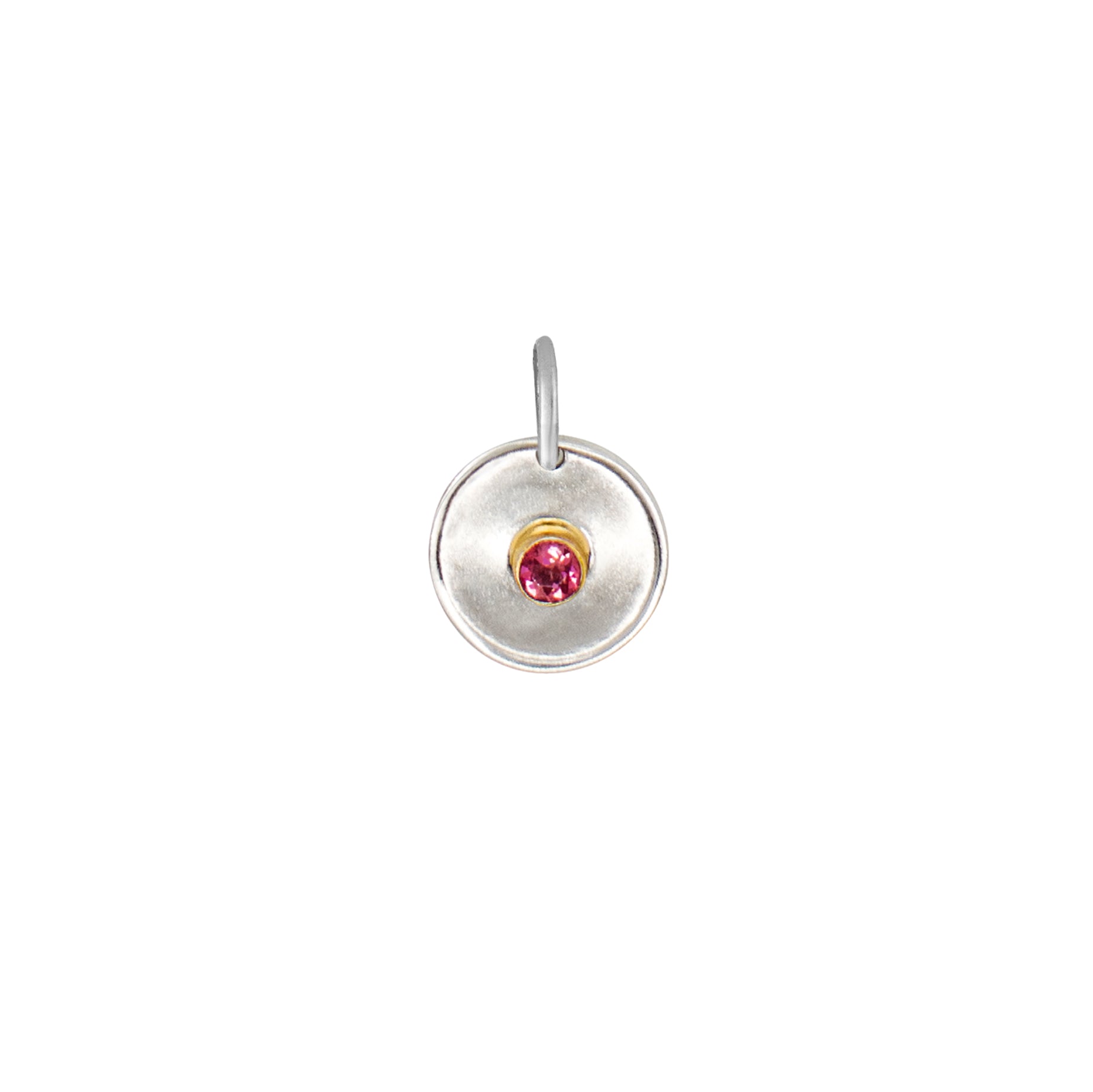 Natural Talent Birthstone Charm Pendant in Silver - October/ Pink Tourmaline