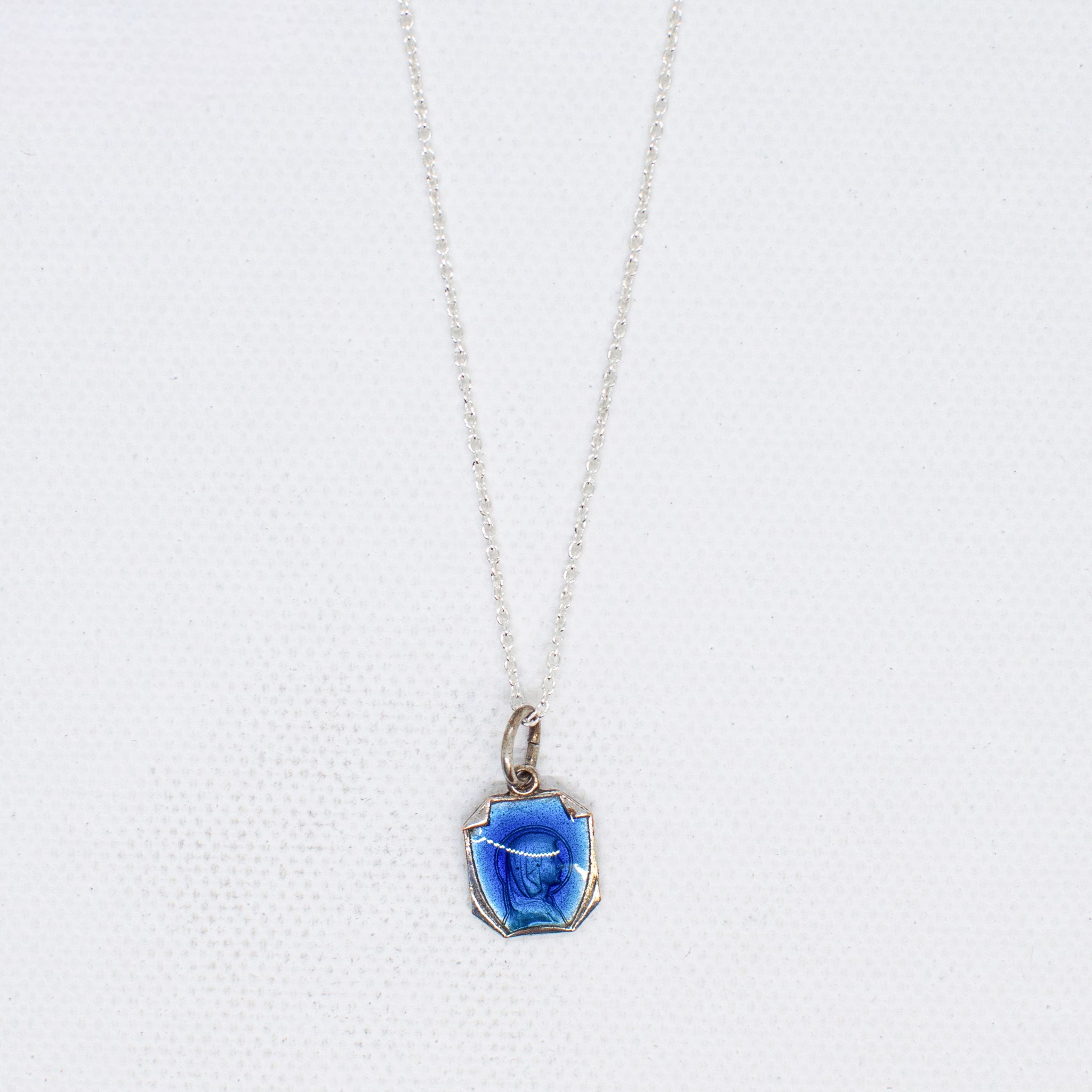 Vintage Medal Blue Enamel Lourdes v196