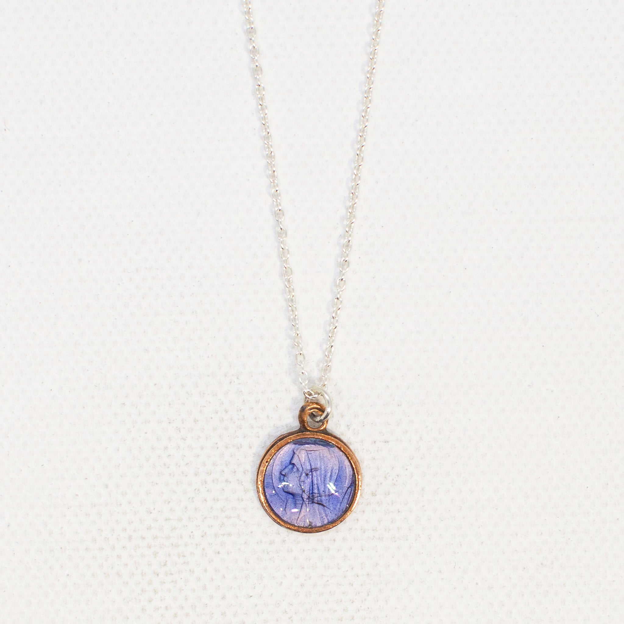 Vintage Medal Blue Enamel Lourdes v205