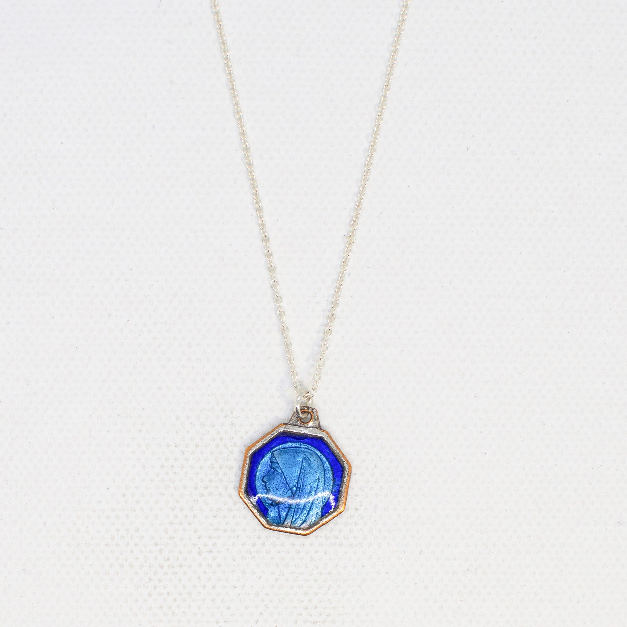 Vintage Medal Blue Enamel Lourdes v206