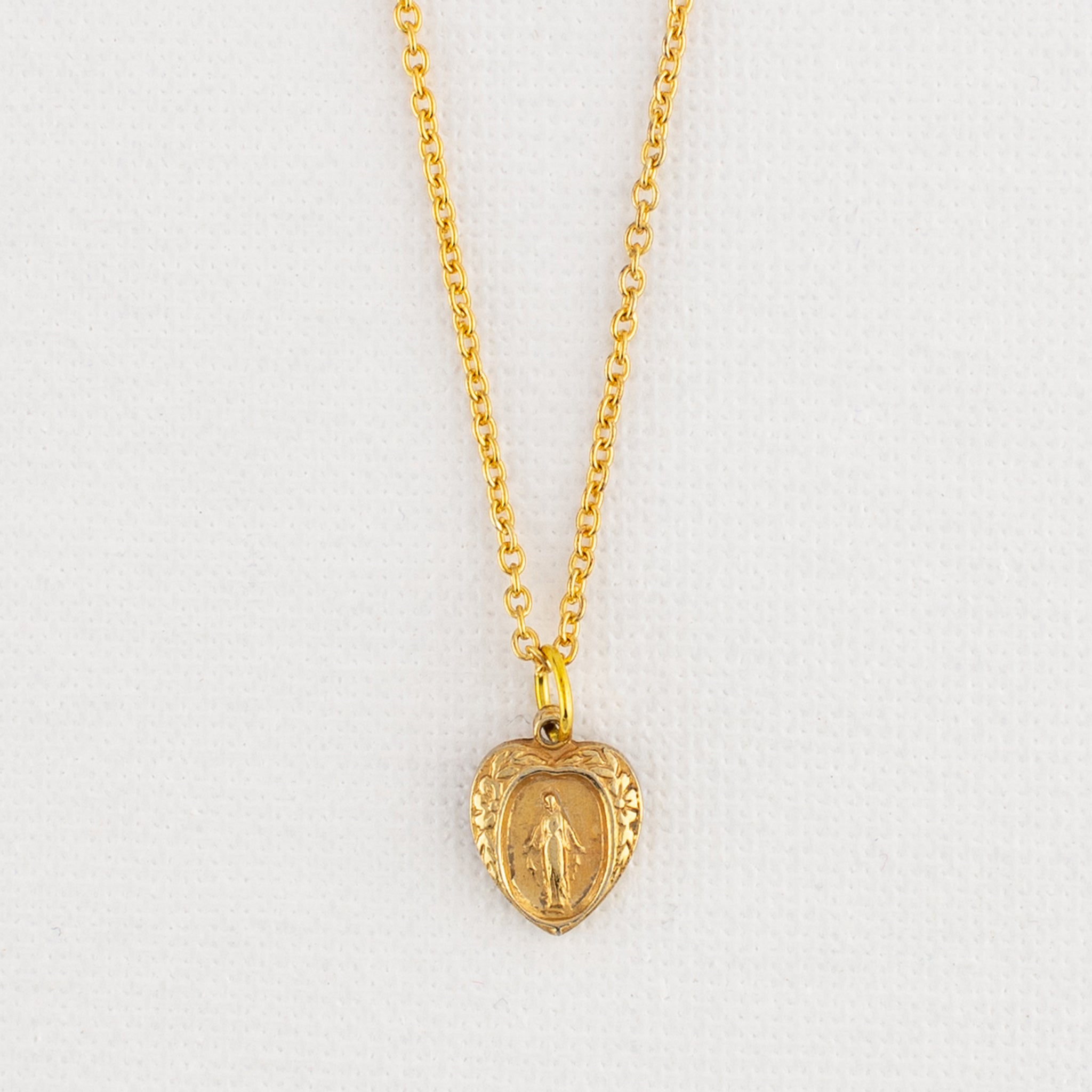Vintage Medal Miraculous Mary Heart v212