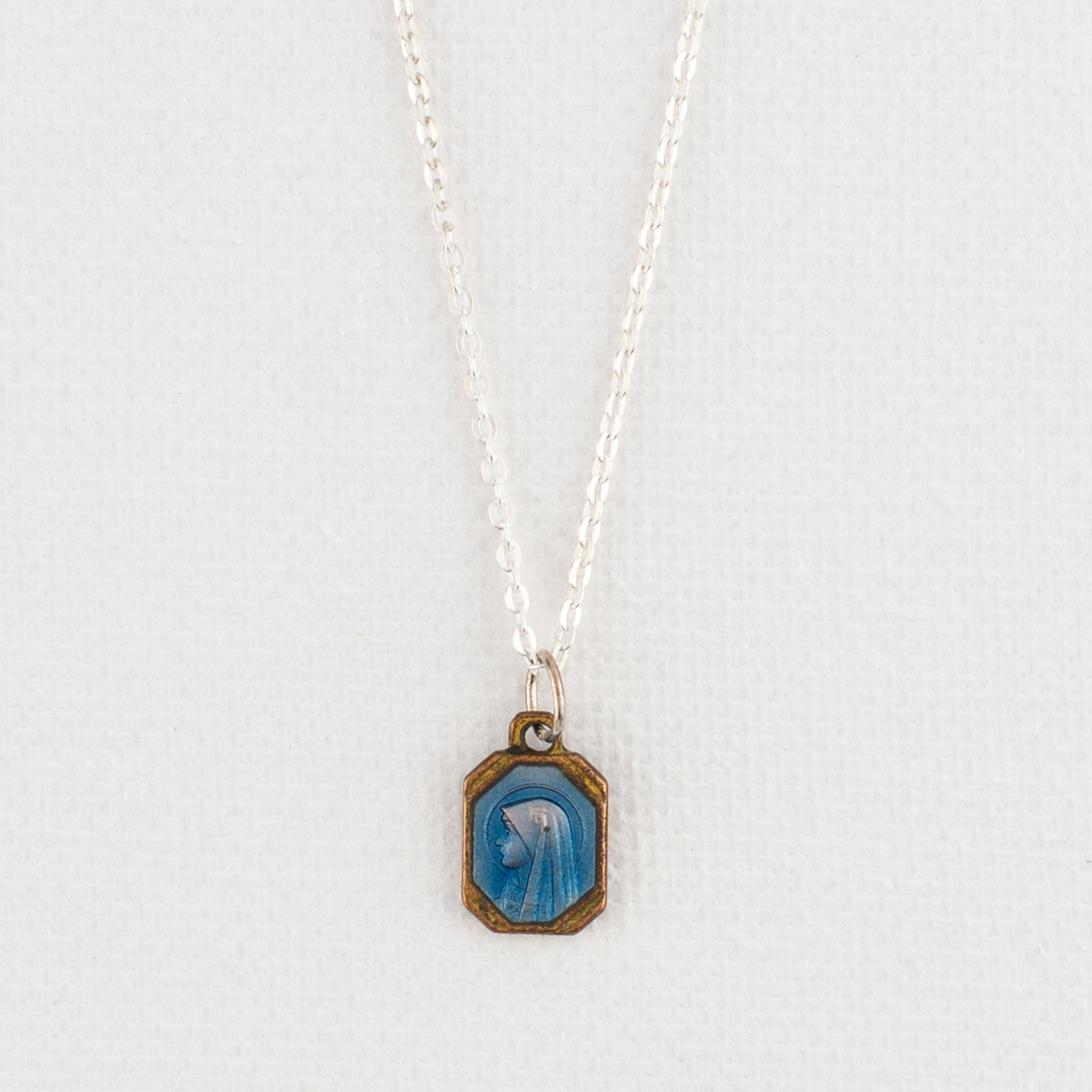 Vintage Medal Lourdes Blue Enamel v231