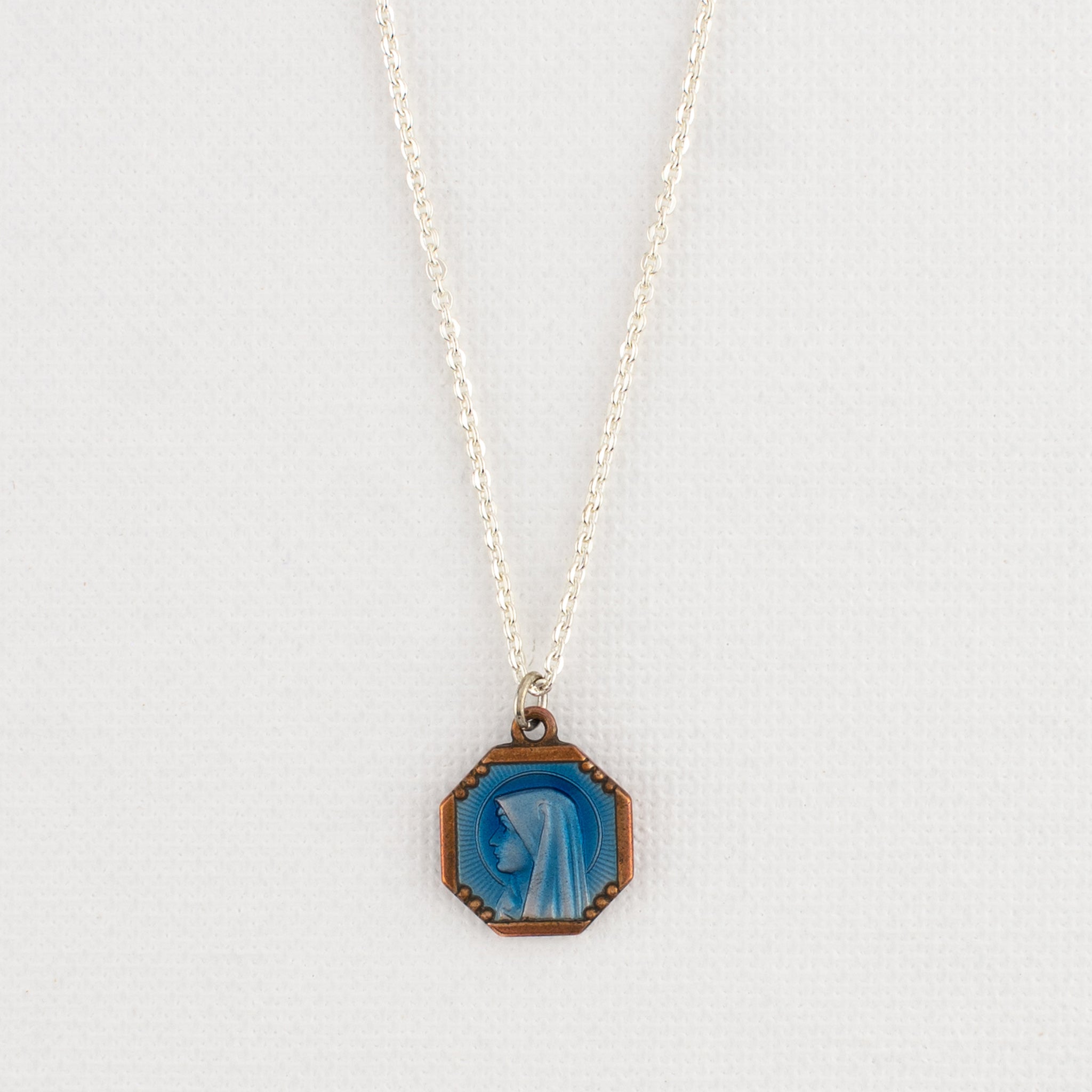 Vintage Medal Lourdes Blue Enamel v239