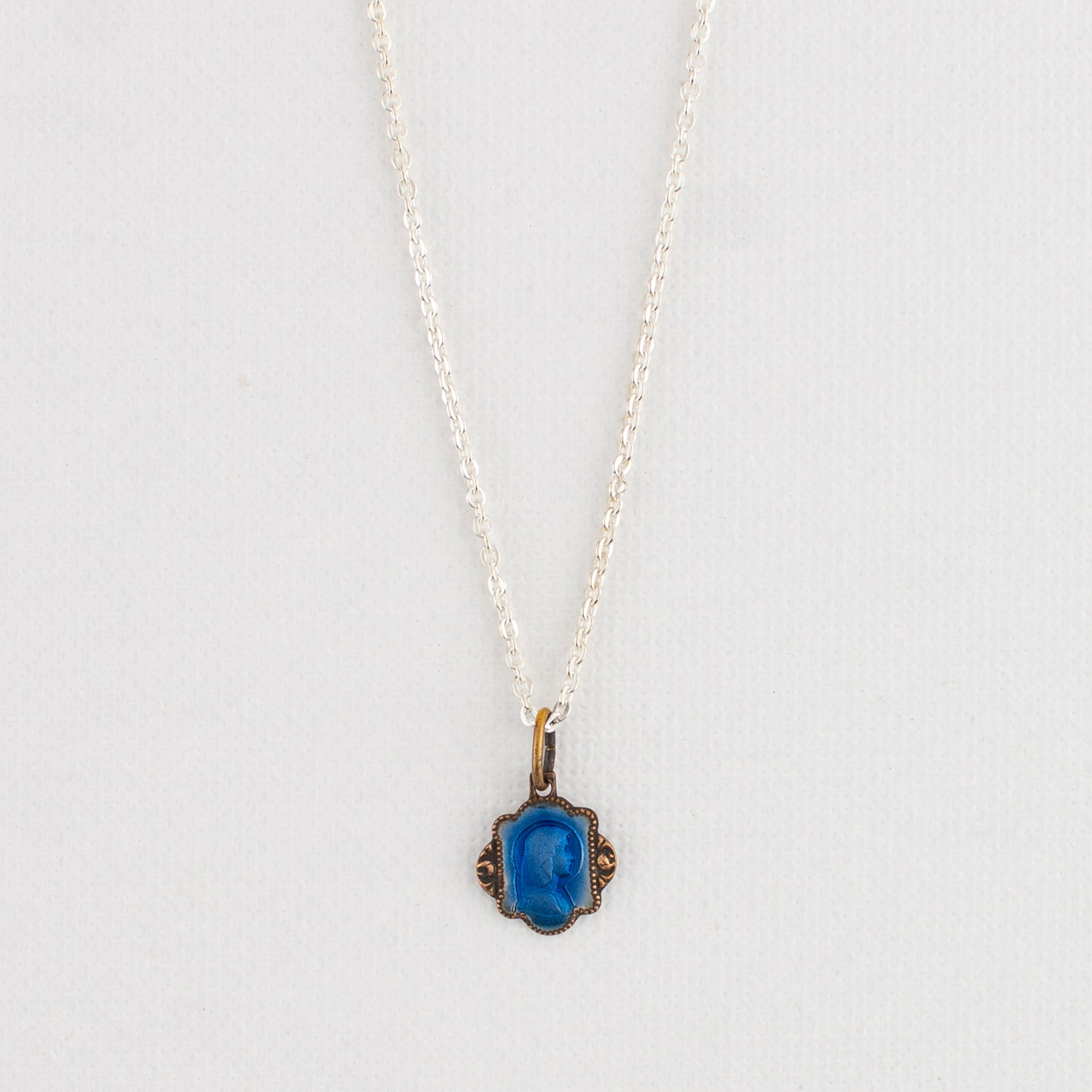 Vintage Medal Lourdes Blue Enamel v267