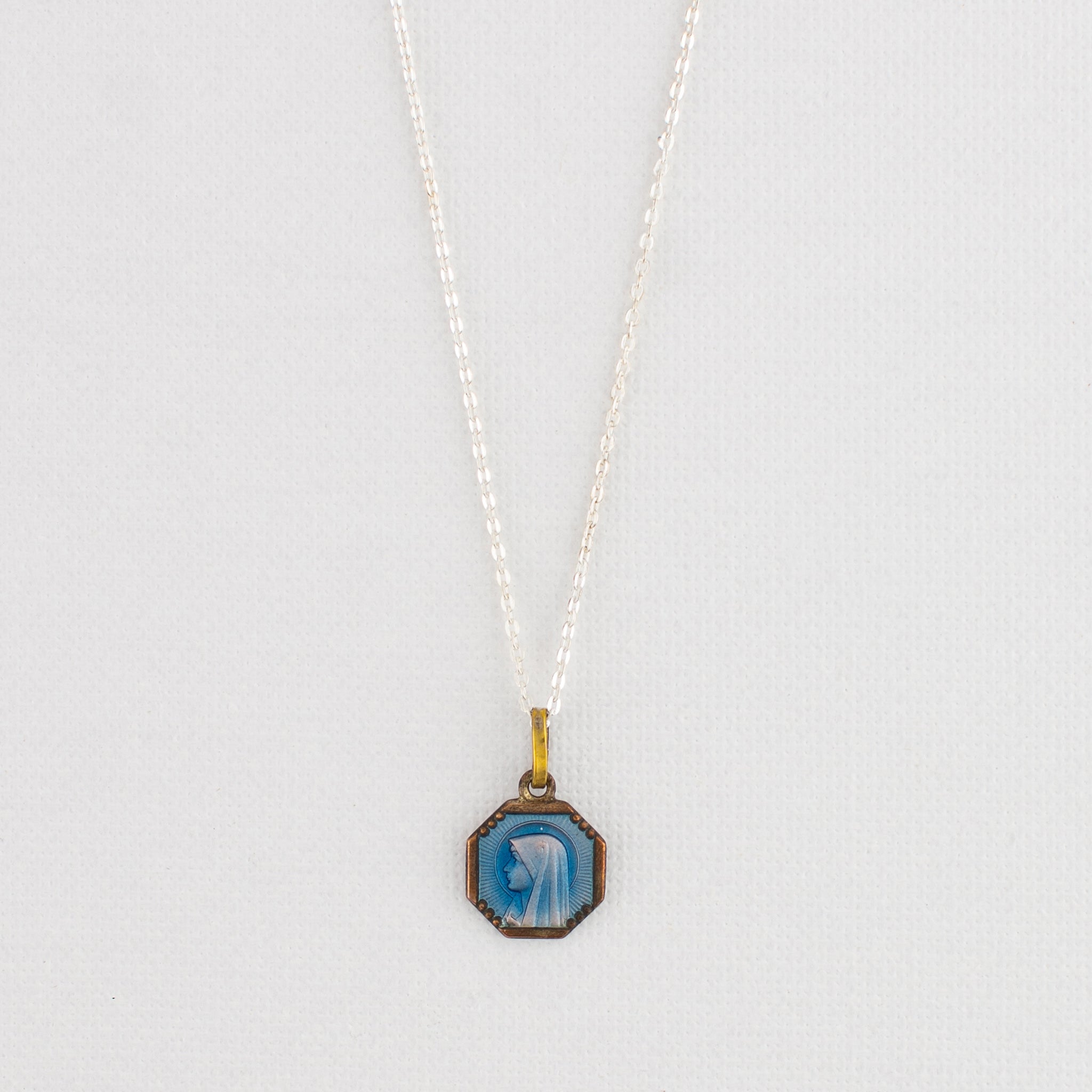 Vintage Medal Lourdes Blue Enamel v276
