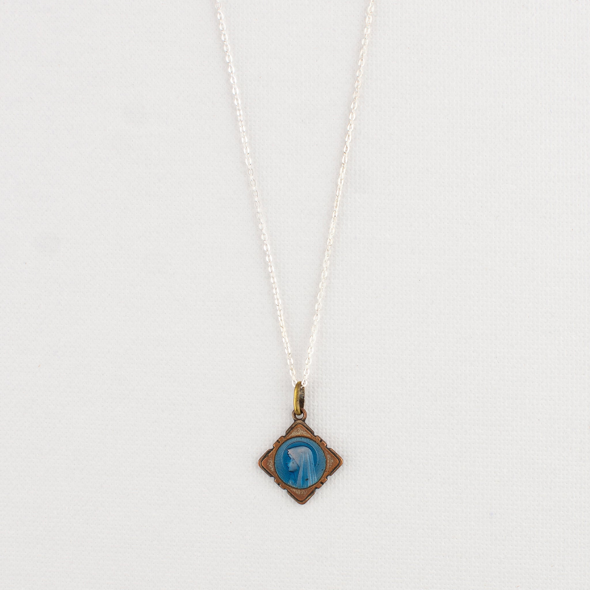 Vintage Medal Lourdes Blue Enamel v279