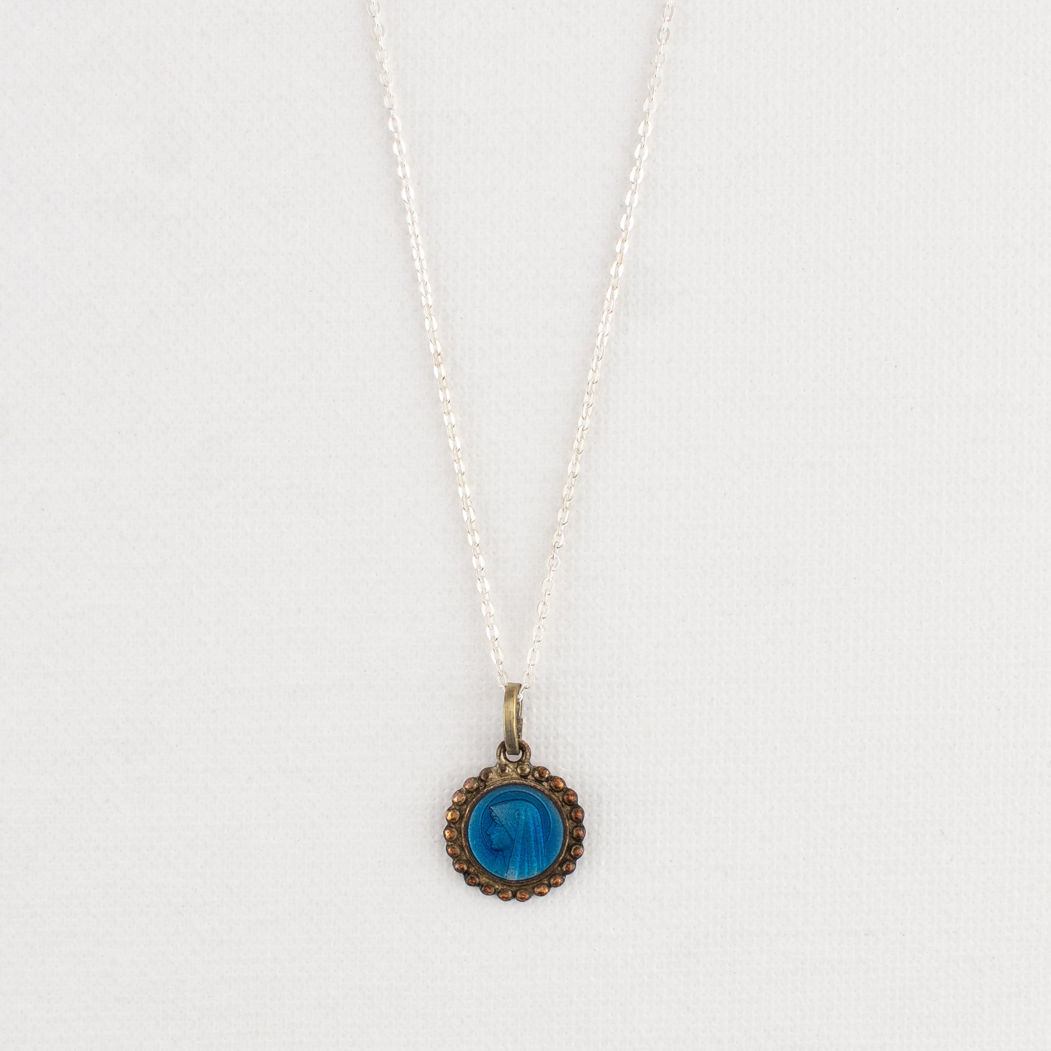 Vintage Medal Lourdes Blue Enamel v317