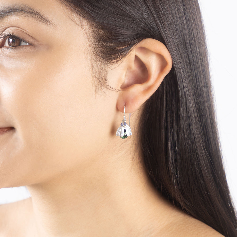 Vivvi Bug Earrings in Natural Emerald & Iolite