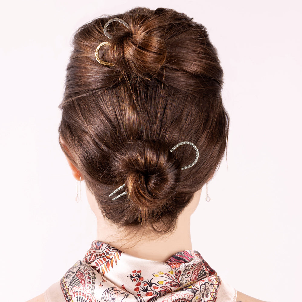 Railroad Hair Pin in Silver - Large