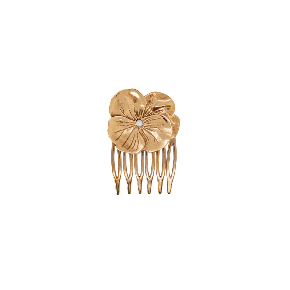 Pansy Comb in Bronze with Silver Accent