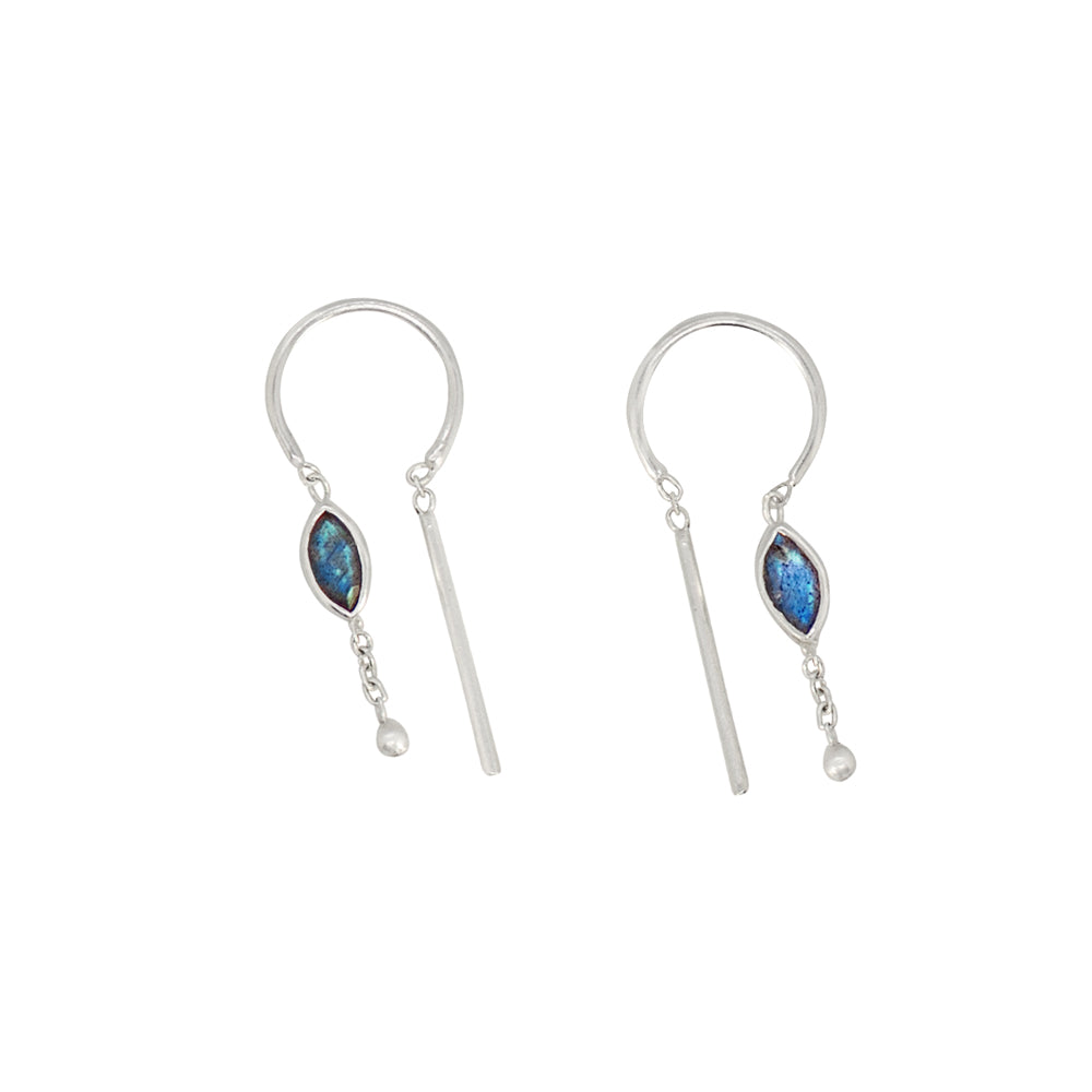 Bezeled Stone Dancer Threaders in Labradorite & Silver - Top Stone