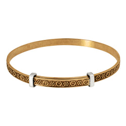 Cinching Belt Bangle in Antiqued Bronze - Geo Floral Pattern