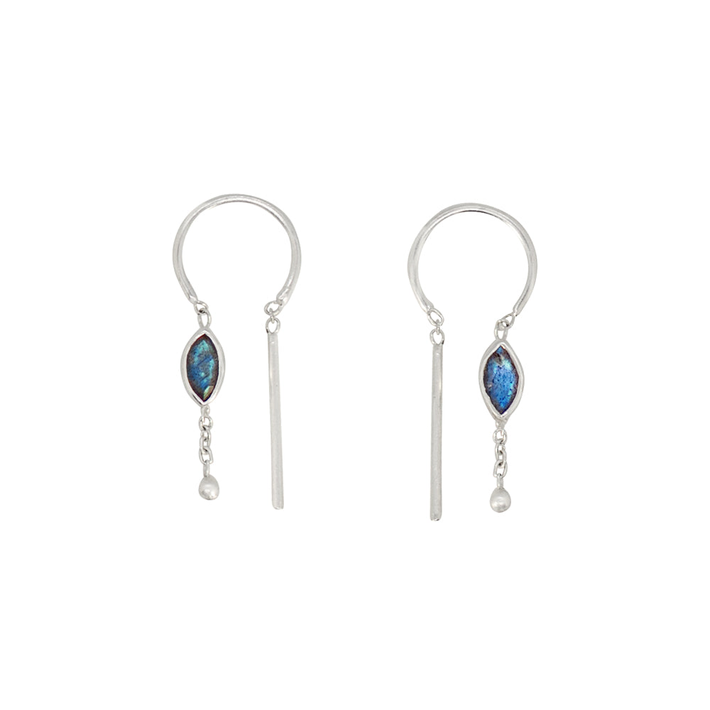 Bezeled Stone Dancer Threaders in Labradorite & Silver - Top Stone