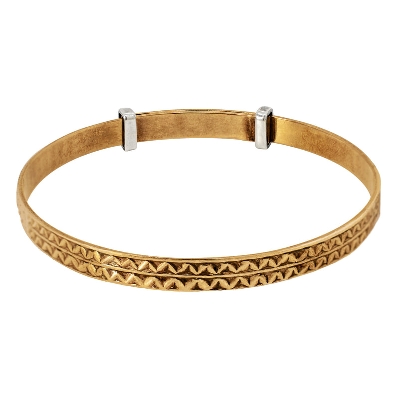 Cinching Belt Bangle in Antiqued Bronze - Zigzag Pattern