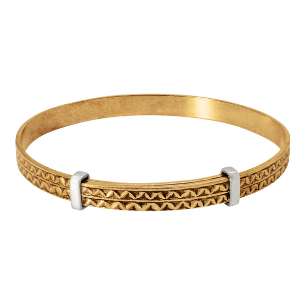 Cinching Belt Bangle in Antiqued Bronze - Zigzag Pattern