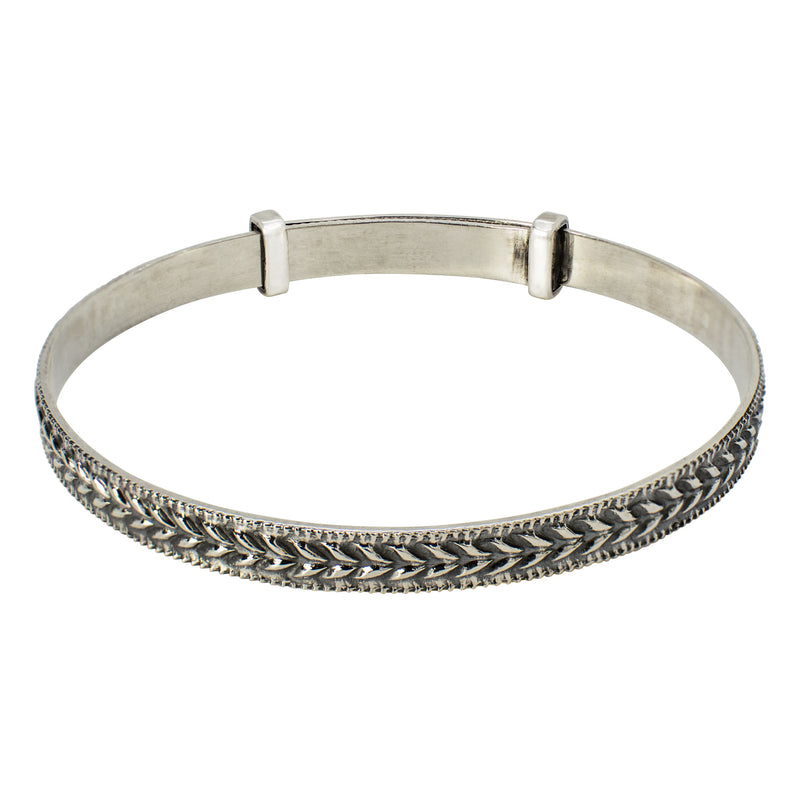 Cinching Belt Bangle in Antiqued Silver - Braided Pattern