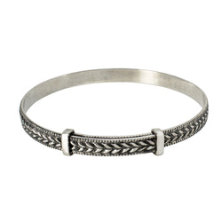 Cinching Belt Bangle in Antiqued Silver - Braided Pattern