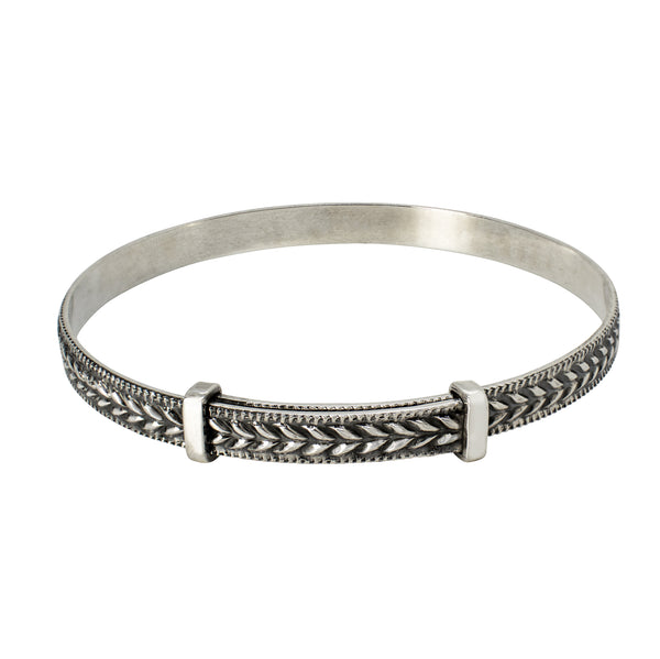 Cinching Belt Bangle in Antiqued Silver - Braided Pattern