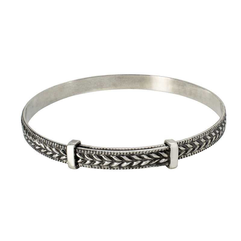 Cinching Belt Bangle in Antiqued Silver - Braided Pattern