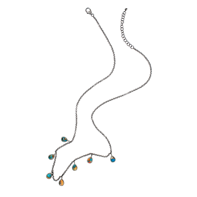 Spiny Oyster Turquoise Teardrops Necklace