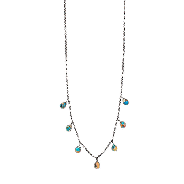 Spiny Oyster Turquoise Teardrops Necklace