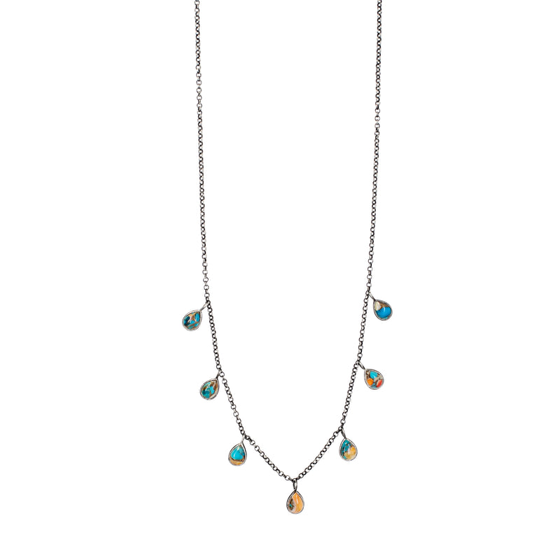 Spiny Oyster Turquoise Teardrops Necklace