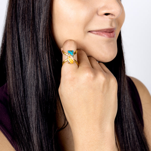 Infinity Turquoise Ring in Gold
