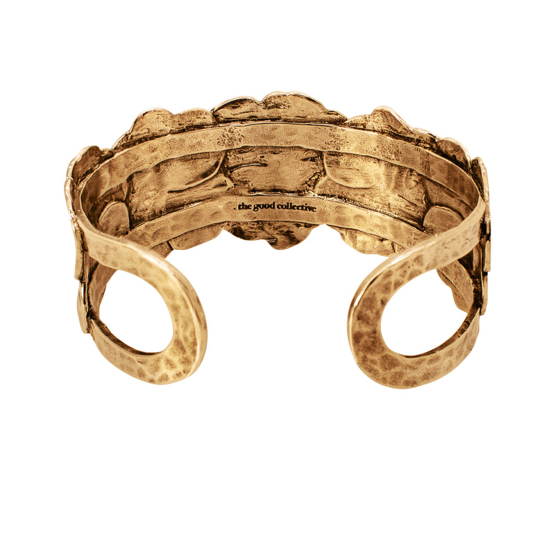 Pansy Chain Cuff in Bronze with Silver Accents