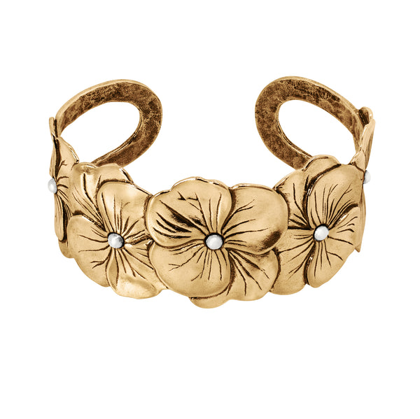 Pansy Chain Cuff in Bronze with Silver Accents
