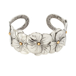 Pansy Chain Cuff in Silver with Bronze Accents