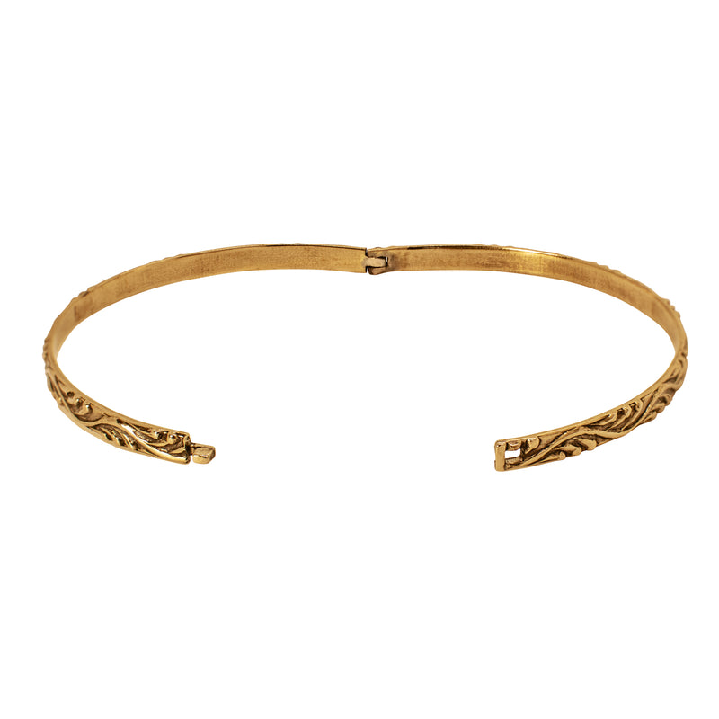 Unhinged Bangle in Antiqued Bronze - Waves Pattern