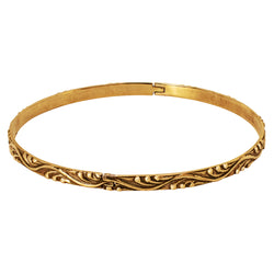 Unhinged Bangle in Antiqued Bronze - Waves Pattern