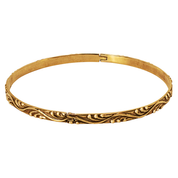 Unhinged Bangle in Antiqued Bronze - Waves Pattern