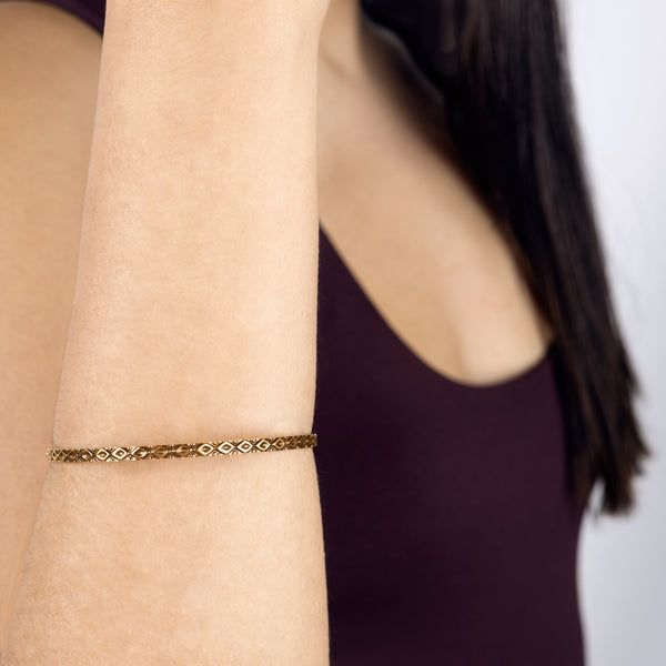 Unhinged Bangle in Antiqued Bronze - Square Pattern