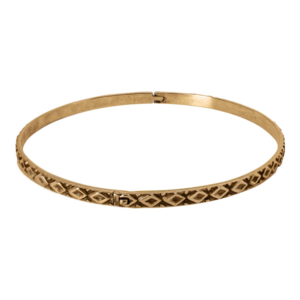 Unhinged Bangle in Antiqued Bronze - Square Pattern