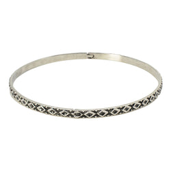 Unhinged Bangle Antiqued Silver - Square Pattern