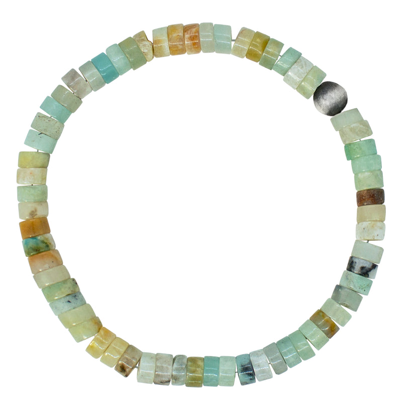 Stone & Sterling Stretch Bracelet in Amazonite