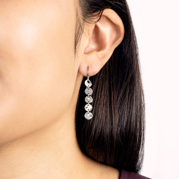 Moon Drop Earrings in Silver