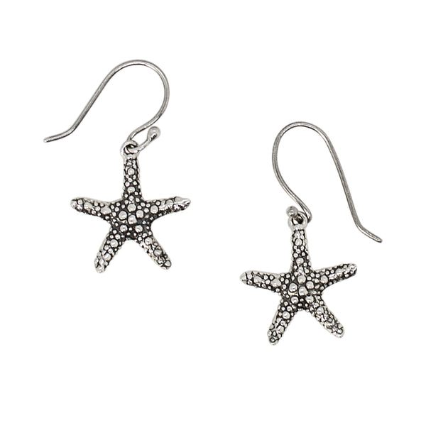 Starfish Earrings in Antiqued Silver
