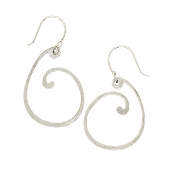 Spiral Wave Earrings in Silver