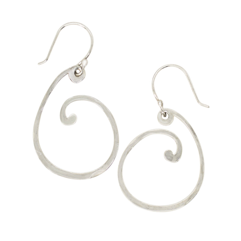 Spiral Wave Earrings in Silver